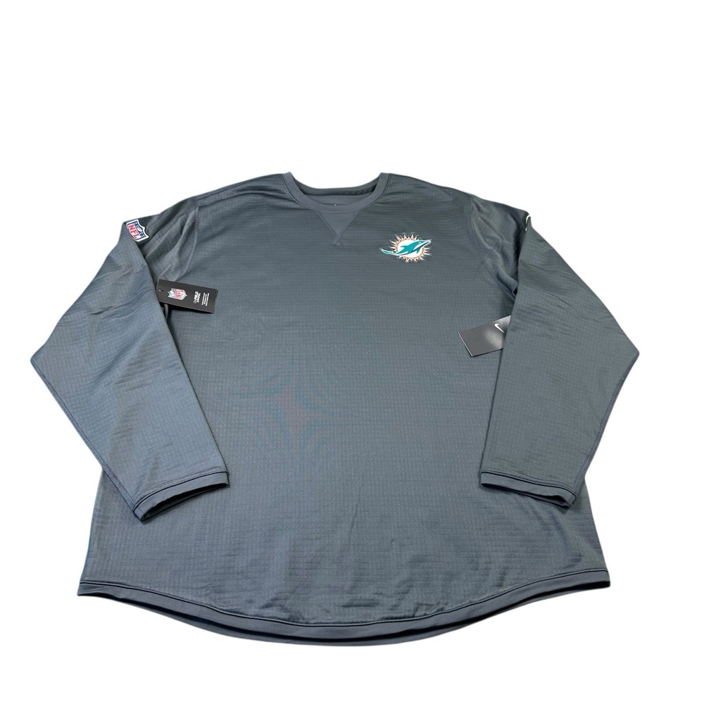 Nike Miami Dolphins Gray On Field Crewneck Sweater Mens 3XL 837551-060 NWT